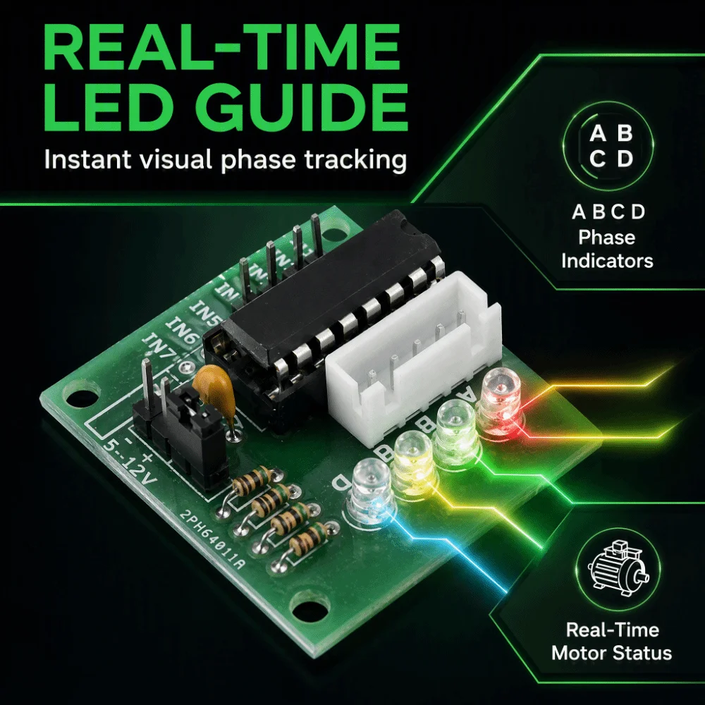 5PCS 5V Operating Voltage Stepper Motor Driver Board IN1-IN4 Interface LED Indicators 4 Phase Stepper Controller 4-Phase Control