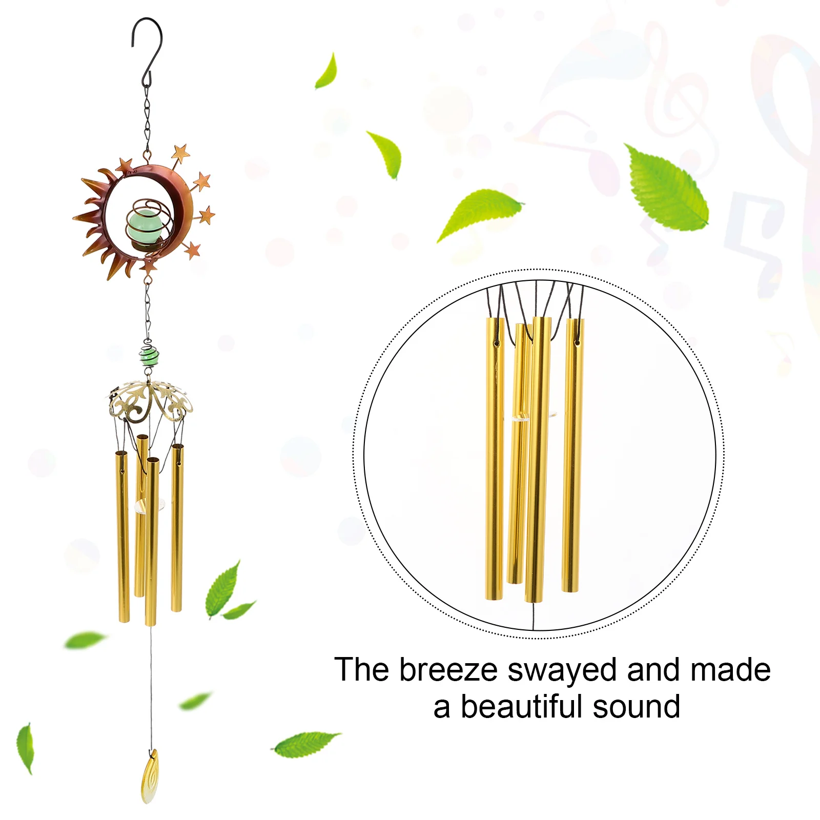 

Iron Chime Durable Hanging Ornament Garden Patio Decoration Metal Wind Bell Clear Sound Outdoor Indoor