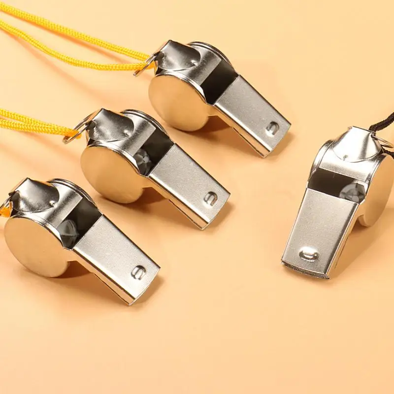 

2Pcs Stainless Steel Whistle With Lanyard Outdoor Sports Whistle Super Loud Emergency Survival Whistle