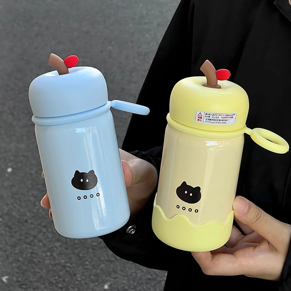 

Kawaii Cat Mini Tumbler With Straw Cute Hot And Cold Stainless Steel Thermos Bottle For Tea Portable Coffee Thermal Cup Gift