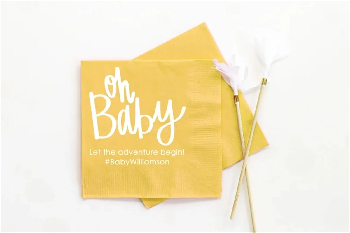 

50 PCS Gender Neutral Baby Shower Napkins Personalized Paper Napkins Neutral Baby Shower Ideas Gender Reveal Party Supplies Cust