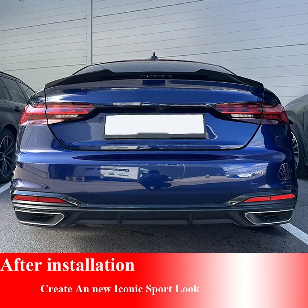 For Audi A5 B9 SLINE S5 RS5 4Door 2017UP Gloss Black Rear Trunk Lip Spoiler Wing Car Accessories - view 5