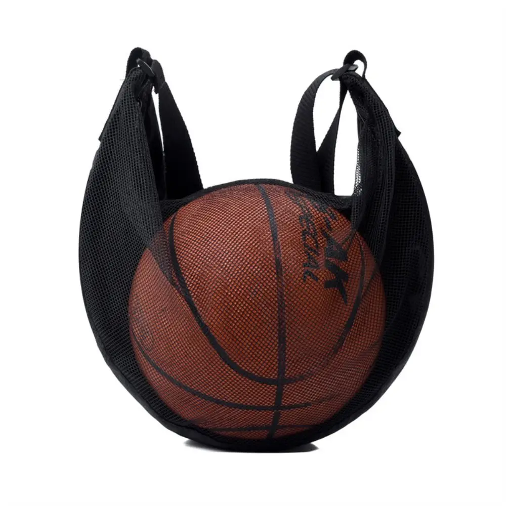 Bolsa de malha de basquete ajustável, ombro único, zíper, bolso, bolsa de bola, leve, estojo de armazenamento de futebol