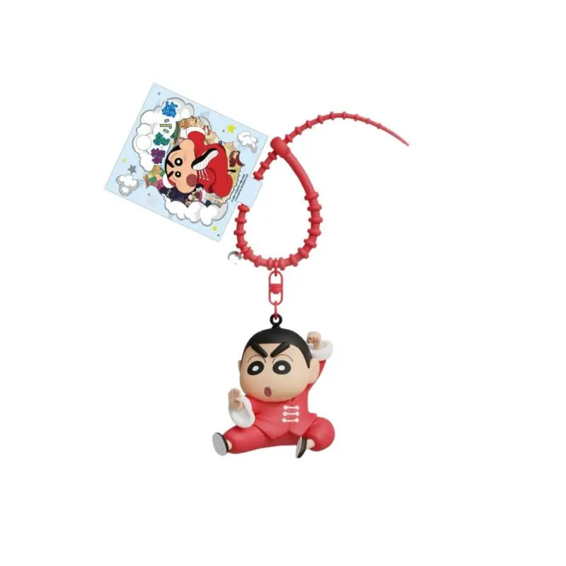 Crayon Shin Chan Kung Fu Series Silicone Rope Keychain Cute Cartoon Doll Pendant Couple Hanging Ornament Daily Decor Accessory