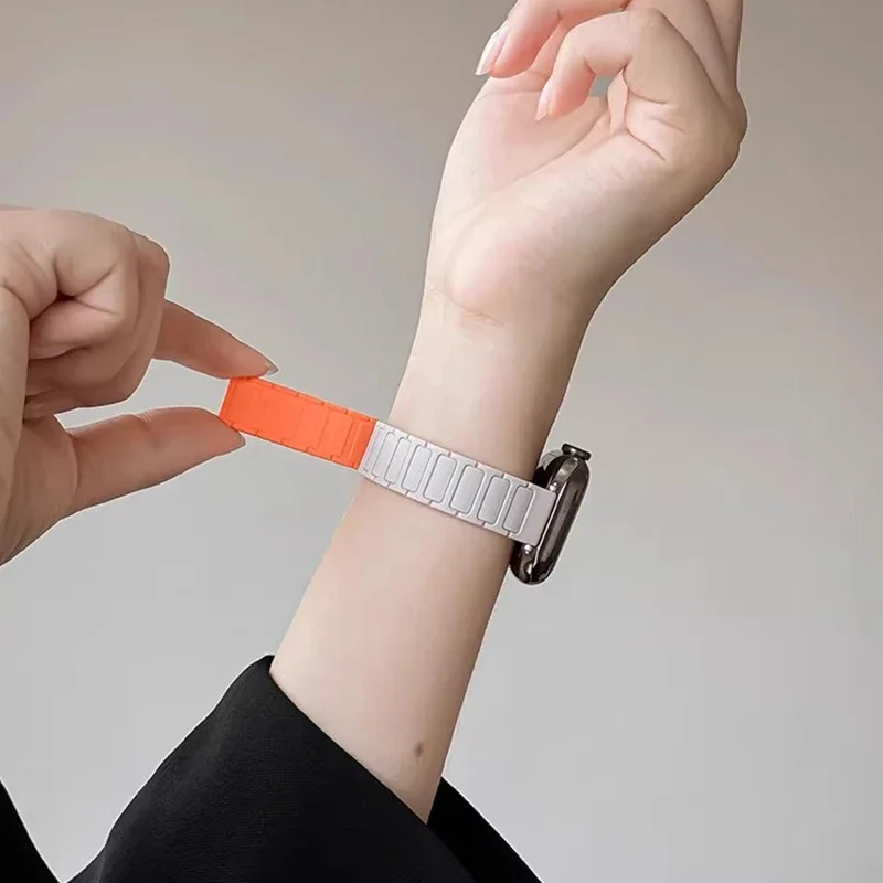Magnetyczny pasek do zegarka kompatybilny z Apple Watch Band 49mm 45mm 44mm, cienki silikonowy magnes do IWatch Series 10 9/8/7/6/5/4 Ultra 2