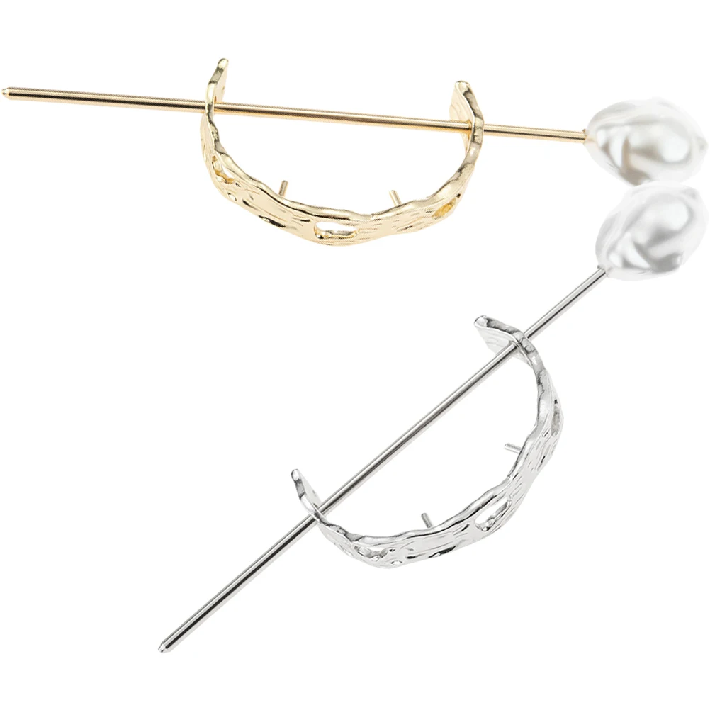 

2pcs Pearl Hairpin Bun Clip Cuff Ponytail Headgear Women Clips Thick Hair Accessories Girls Sleek Hairstyle Decor Elegant Daily