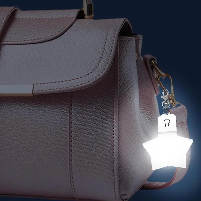 1pcs LED Handbag Light Bag Lamp Heart Star Shaped Purse Night Light with Keychain Xmas Gifts for Women Girl