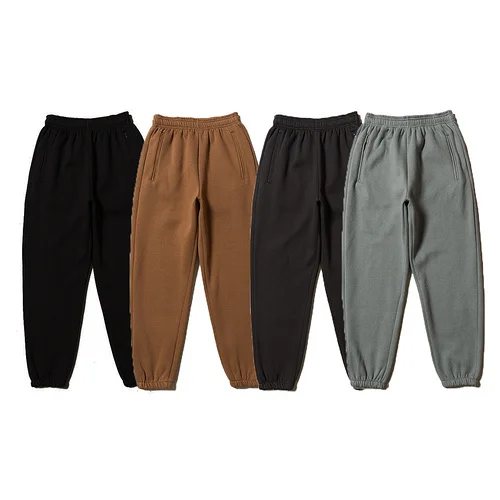 

Pure Color Fce Lined Loose Fit Men's Sweatpants Youth Casual Long Trousers Comfortable Cotton Spor Sle Winter Wear