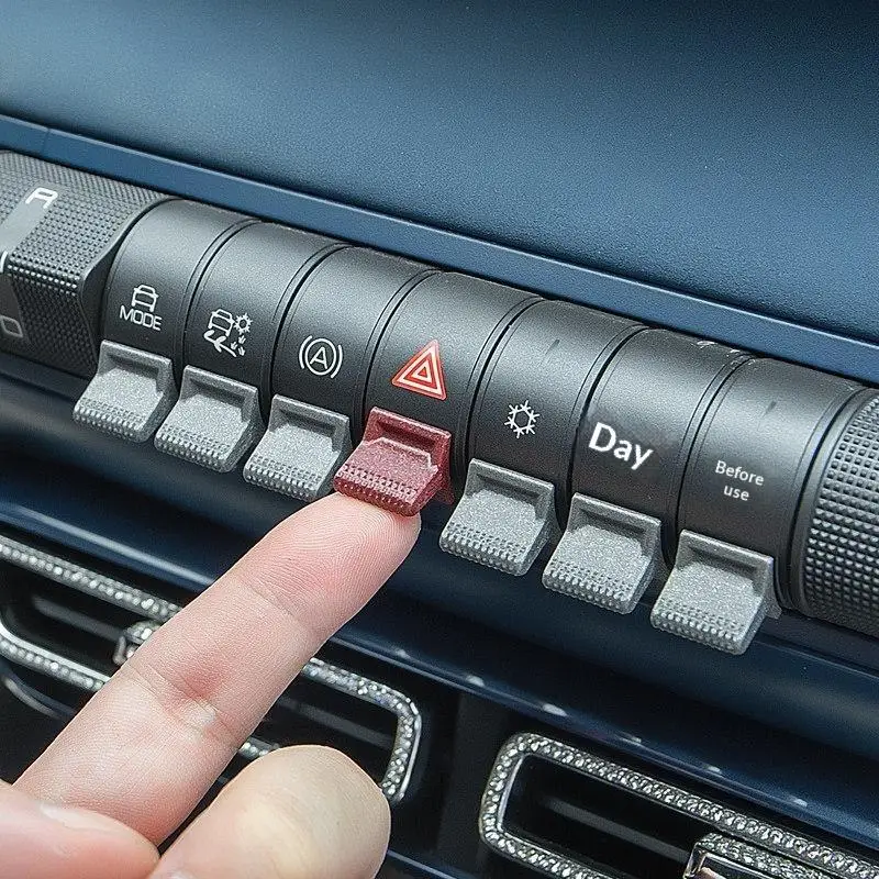 7Pcs Car Central Control Switch Panel Paddle Trim Glossy Finish Decor Cover for Auto Interior Upgrade Decoration