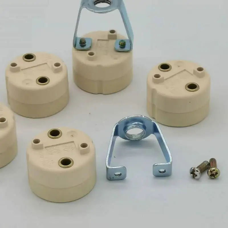 10pcs GU10 Self-locking Lamp Holder with Cover and Bracket Ceramic High-temperature Plug-in Lamp Holder