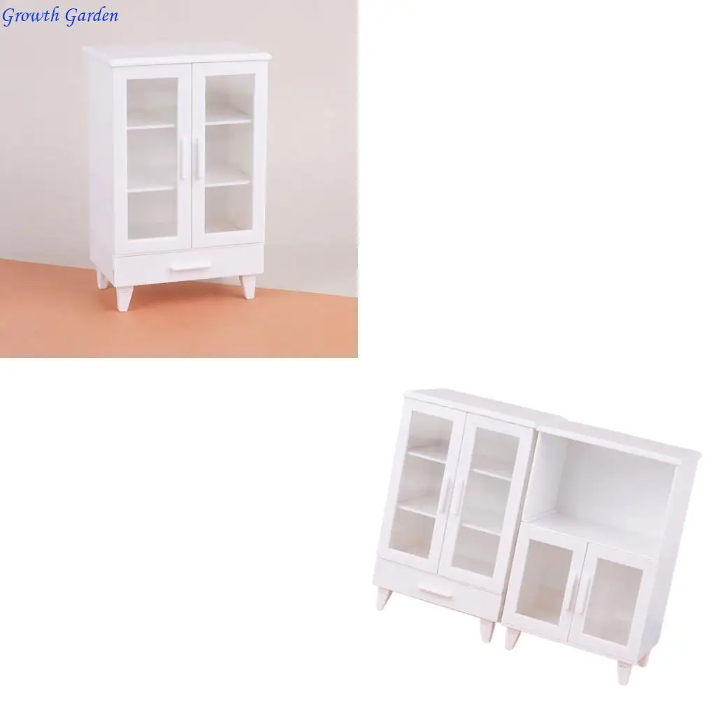 

White Mini Cabinets For 1/12 Scale Dollhouses Modern Kitchen Scene Decoration E65D
