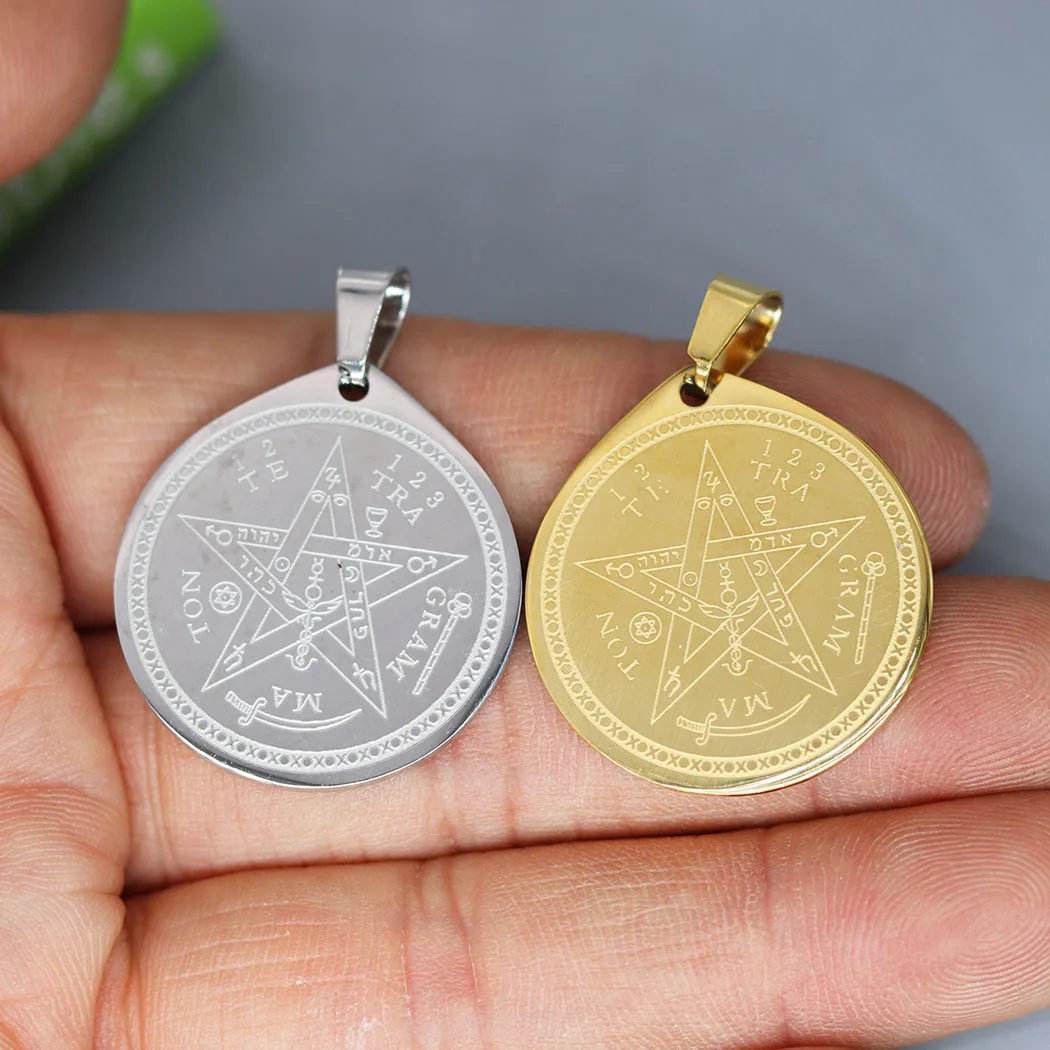 2Pcs/lot Handmade Tetragrammaton Pendant Charm For Necklace Bracelets Jewelry Crafts Making Handmade Stainless Steel Charm