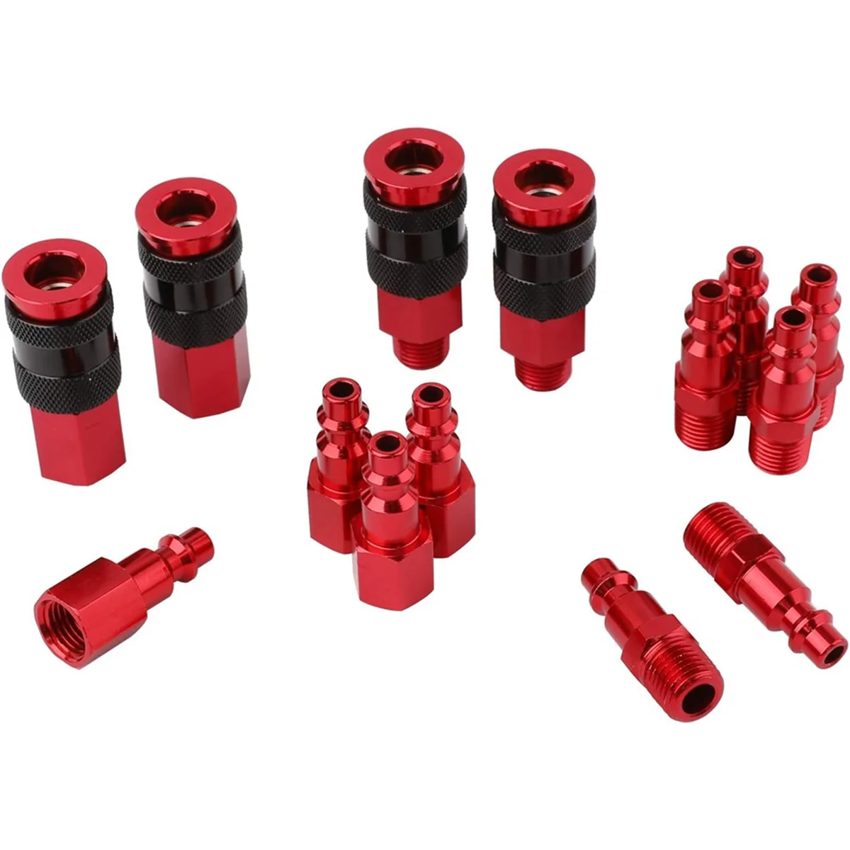 14Pcs Air Hose Fittings,Air Coupler Industrial Type Air Plug Kit, 1/4 Inch Threads Size, Air Compressor Accessories