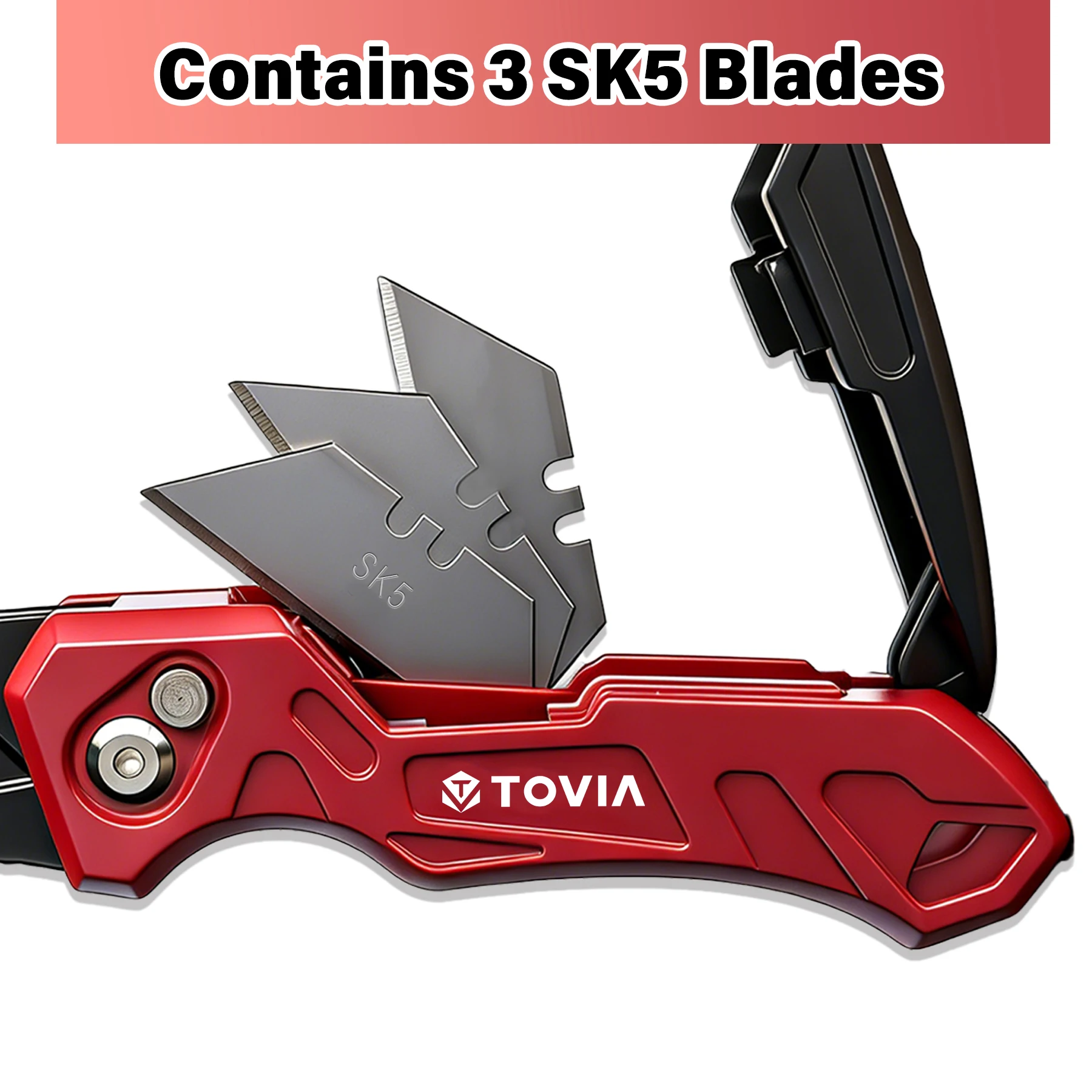 T TOVIA Foldable Utility Knife Quick-change Blade Version - Special Cutting Tool for Cables, Cartons and Cardboard