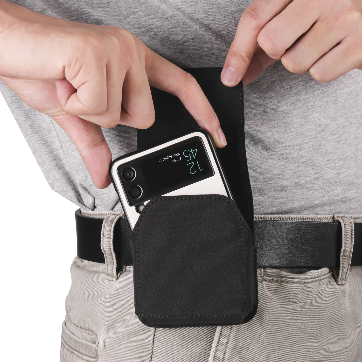 Universal Mens Phone Belt Pouch Holster Waist Pack Bag for Samsung Galaxy Z Fold 5 4 Motorola Razr Plus 2023 Motorola 40 Ultra