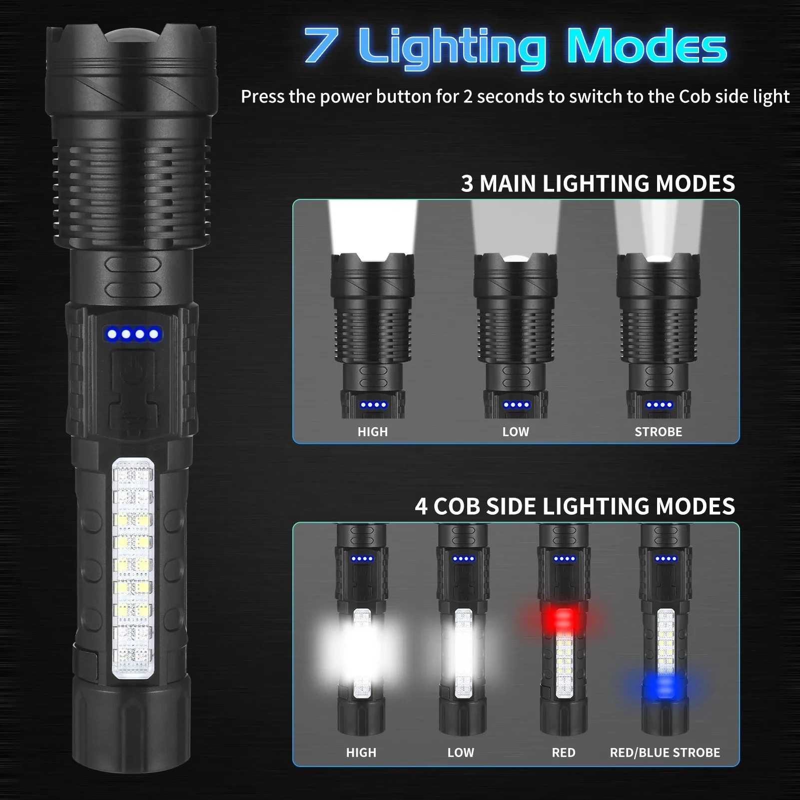 Imagem -03 - Usb Recarregável Lanterna Tática Impermeável Ultra Brilhante Zoomable Outdoor Bolso Flash Light Novo