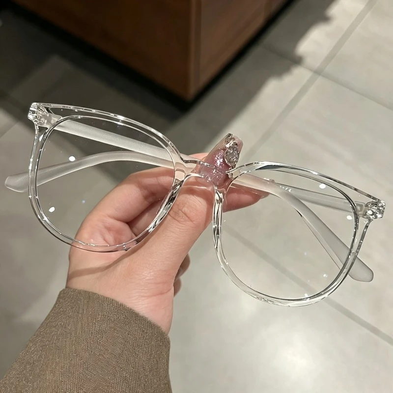 1pcs Unisex Large Round Clear Lens Retro Glasses, Computer Eyewear All Match for Autumn Winter Daily Gift