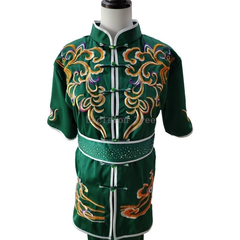 2026 new children's embroidery short sleeved wushu set kids'chinese breathable kungfu performance creative kids' wushu uniform