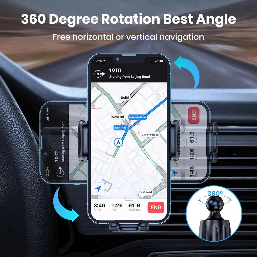 TOPK Air Vent Car Phone Holder Mount,[Big Phones&Thick Case Friendly]Cell Phone Holder for Car Hands Free Clamp Cradle Vehicle image 4