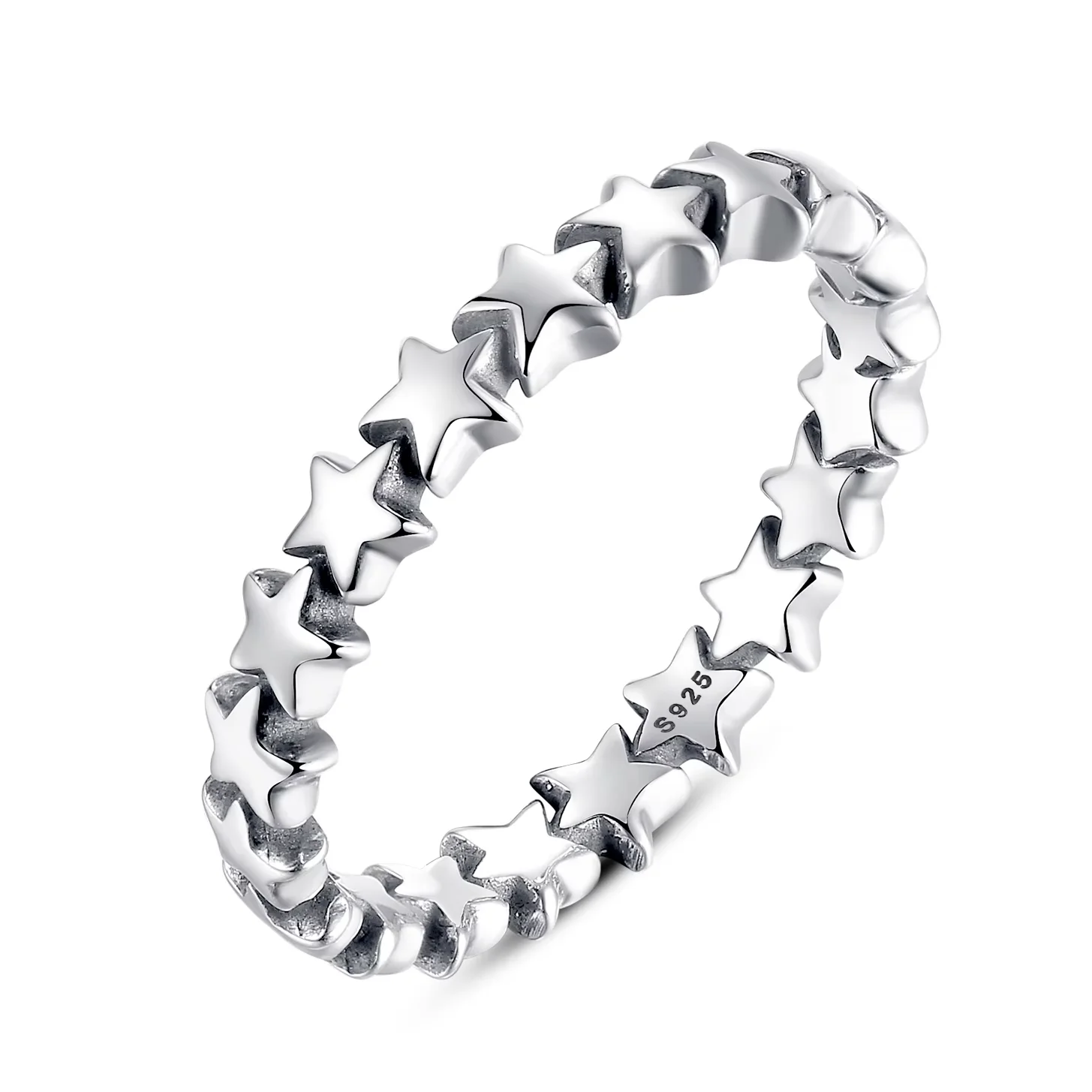 Women's Stackable Heart Black CZ 925 Sterling Silver Ring