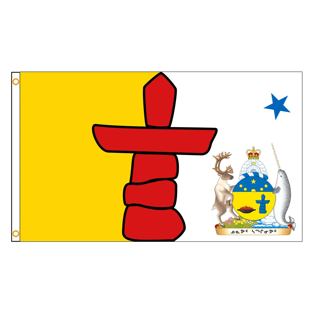 3×5Ft Nunavut Emblem Flag Canada Polyester Printed Banner Tapestry For Decor