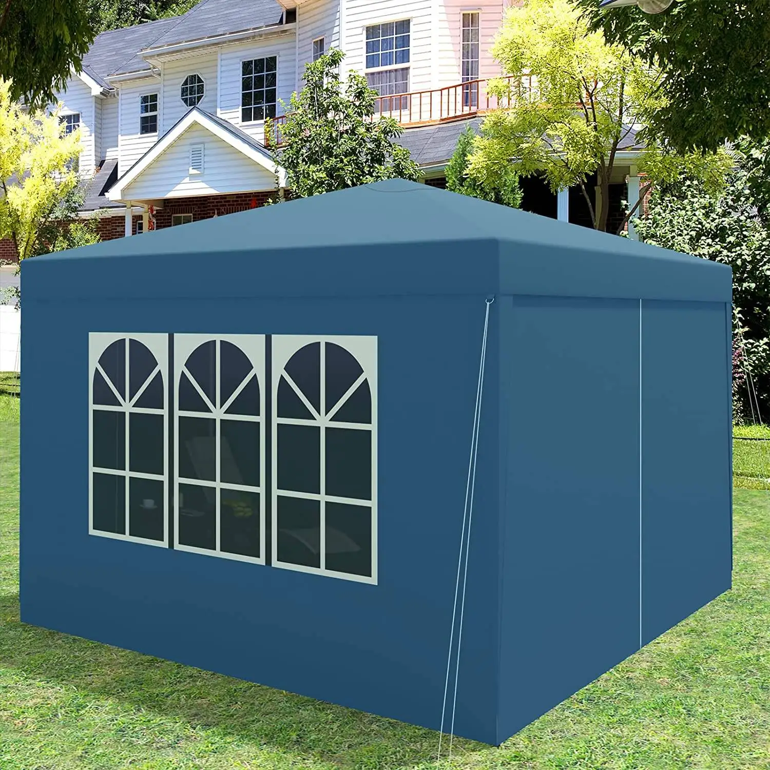 Tenda da giardino pieghevole blu 3x3m baldacchino da giardino con borsa per il trasporto tenda da campeggio Gazebo parasole