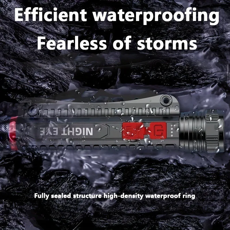 متعددة الوظائف عالية الطاقة مصباح ليد جيب ضوء العمل قابلة للشحن ضوء قوي الشعلة التخييم فانوس خارجي سلامة المطرقة الخفيفة #4