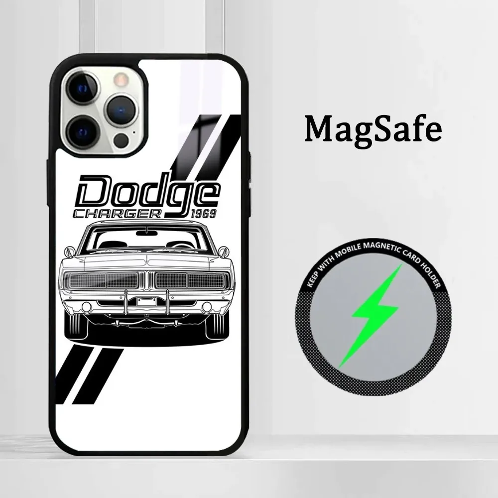 D-Dodge C-Challenger S-SRT H- Hellcat Phone Case For IPhone 16 15 14 13 12 11 Pro Max Plus Mini Magsafe Mirror Wireless Magnetic