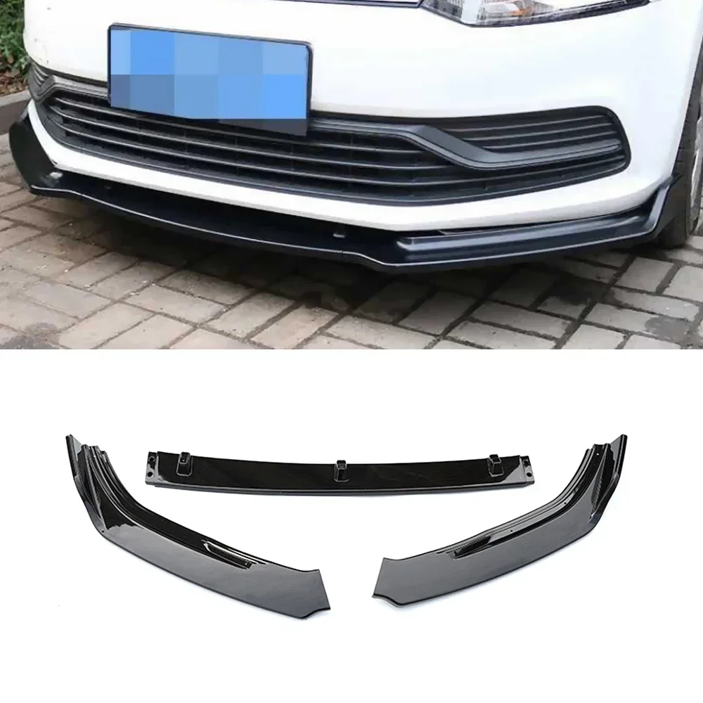 

For Volkswagen Polo MK5 2014-2017 3PCS Car Front Bumper Lip Body Kit Spoiler Splitter ABS Deflector Canard Bar Guard Auto Chin