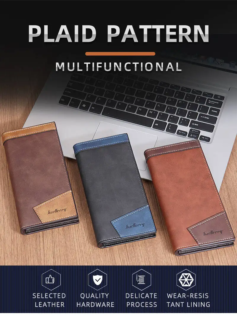 Baellerry RFID Thin Multi-card Driver's License Card Holder Simple Casual New Business Multi-function Bifold Men's Short Wallet