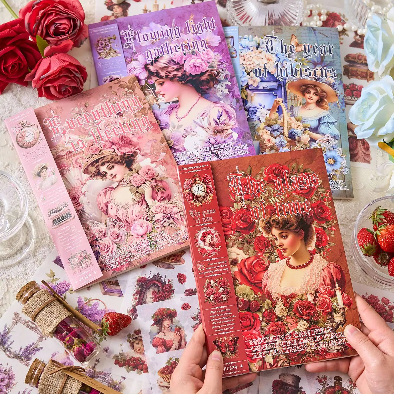 

24 pcs/bag Time and Years Series Sticker Book Retro Girl Die-Cut Sheets DIY Journaling Materials Creative Sticker Book Creative