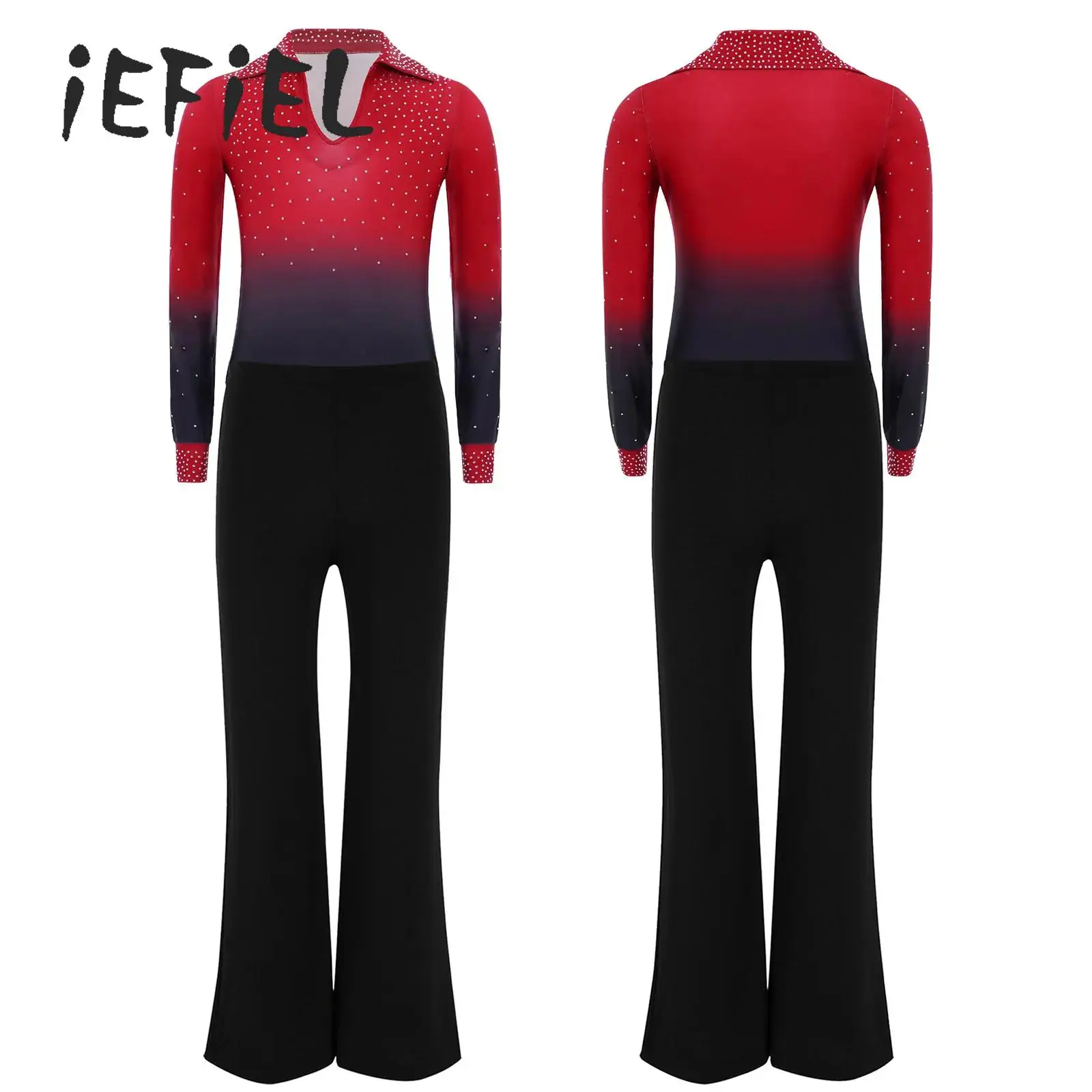 

Детский костюм для латинских танцев для мальчиков, купальник с длинными рукавами для соревнований и длинными штанами, костюм для фигурного катания, бальных танцев, танцевальная одежда