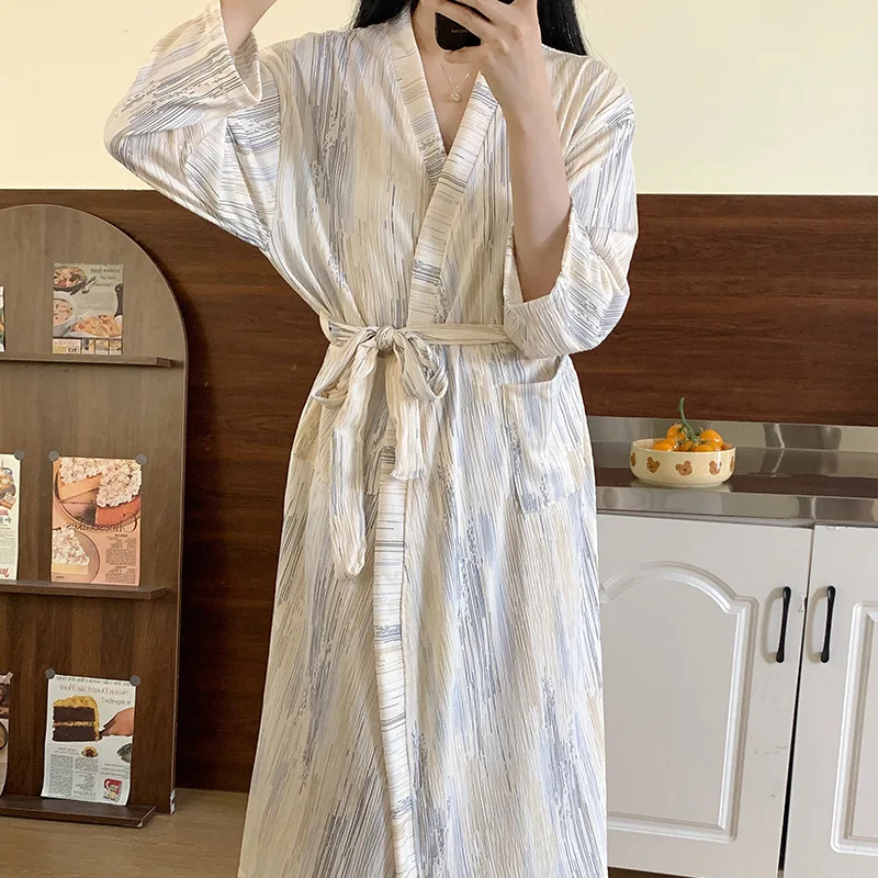 

Tie Dye Robe for Women with Belt Summer Sleepwear Nightdress Japanese Pocket Night Wears One Piece Korean Reviews Many Pajama