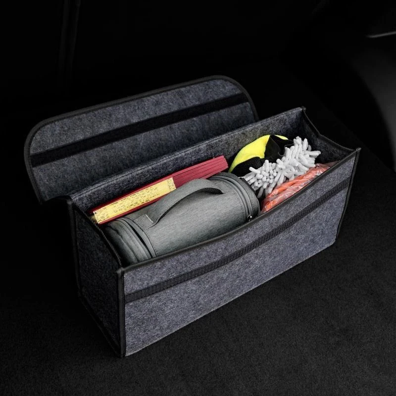 Foldable Felt Storage Bag for Car Trunk Collapsible Trunk Organizer for Travel Supplies Multi-Purpose Cargo Storage Box