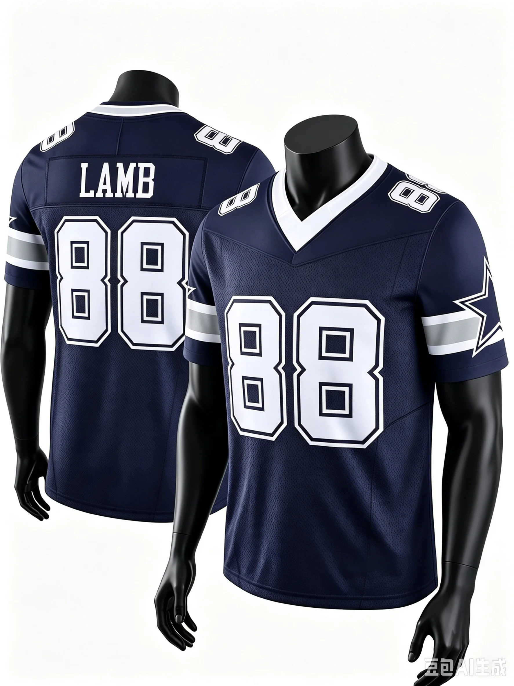 Men Dallas #88 CeeDee Lamb Navy Home Jersey Name Number V Neck Short Sleeve Breathable for Fans Sports Daily Family Matching