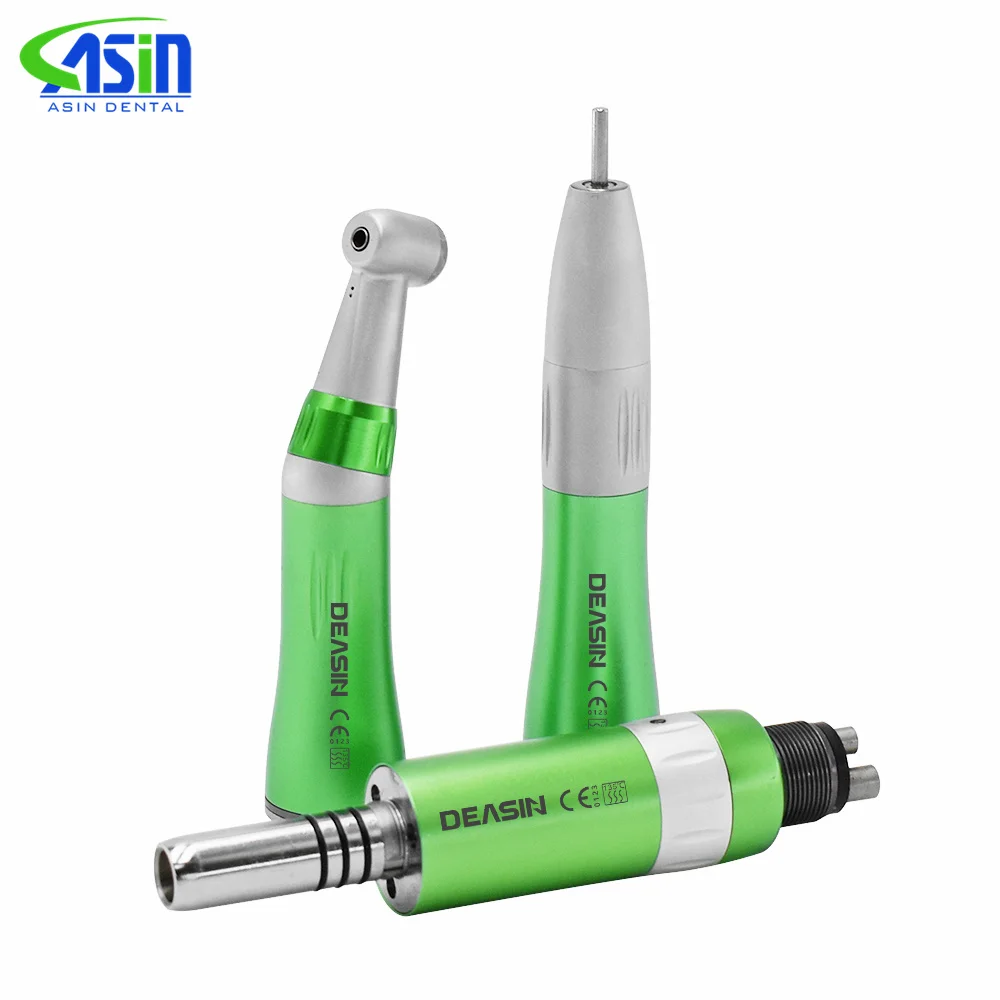 Green Low Speed Handpiece Kit Air Turbine Straight Contra Angle Air Motor Inner Water Spray 2/4Holes Turbine Handpiece