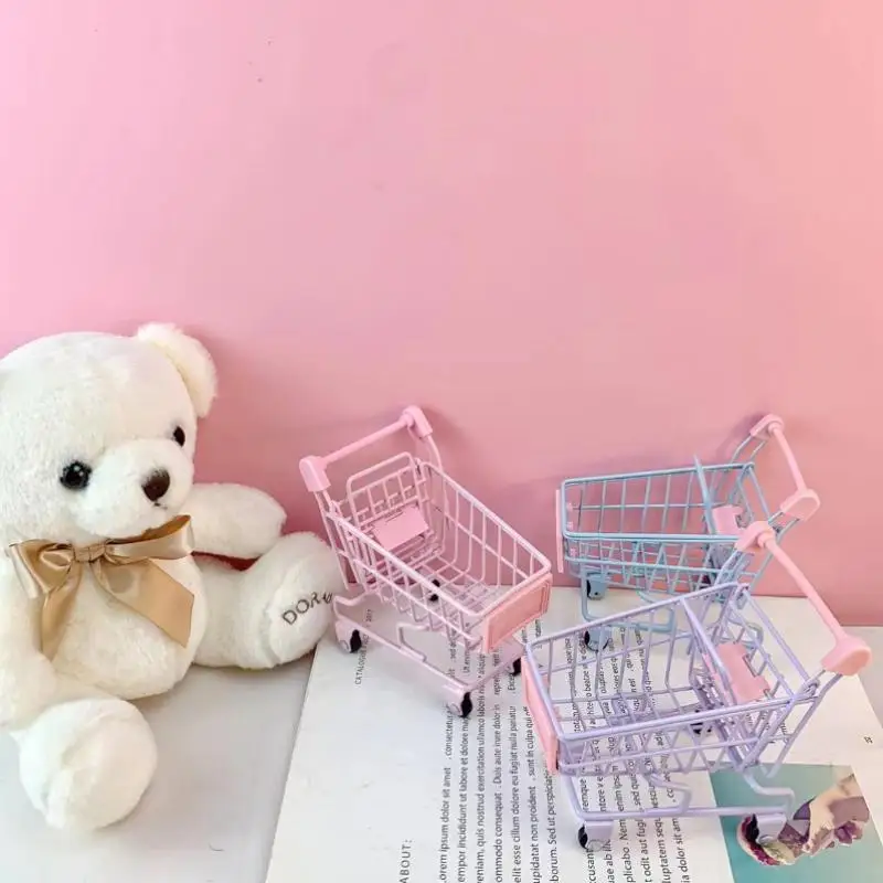 Kolorowy Zabawny Mini Wózek Sklepowy Rekwizyty Fotograficzne Wózek Transportowy Zwierzę Domowe Ptak Papuga Chomik Zabawka Dla Dzieci Wózek Do Przechowywania
