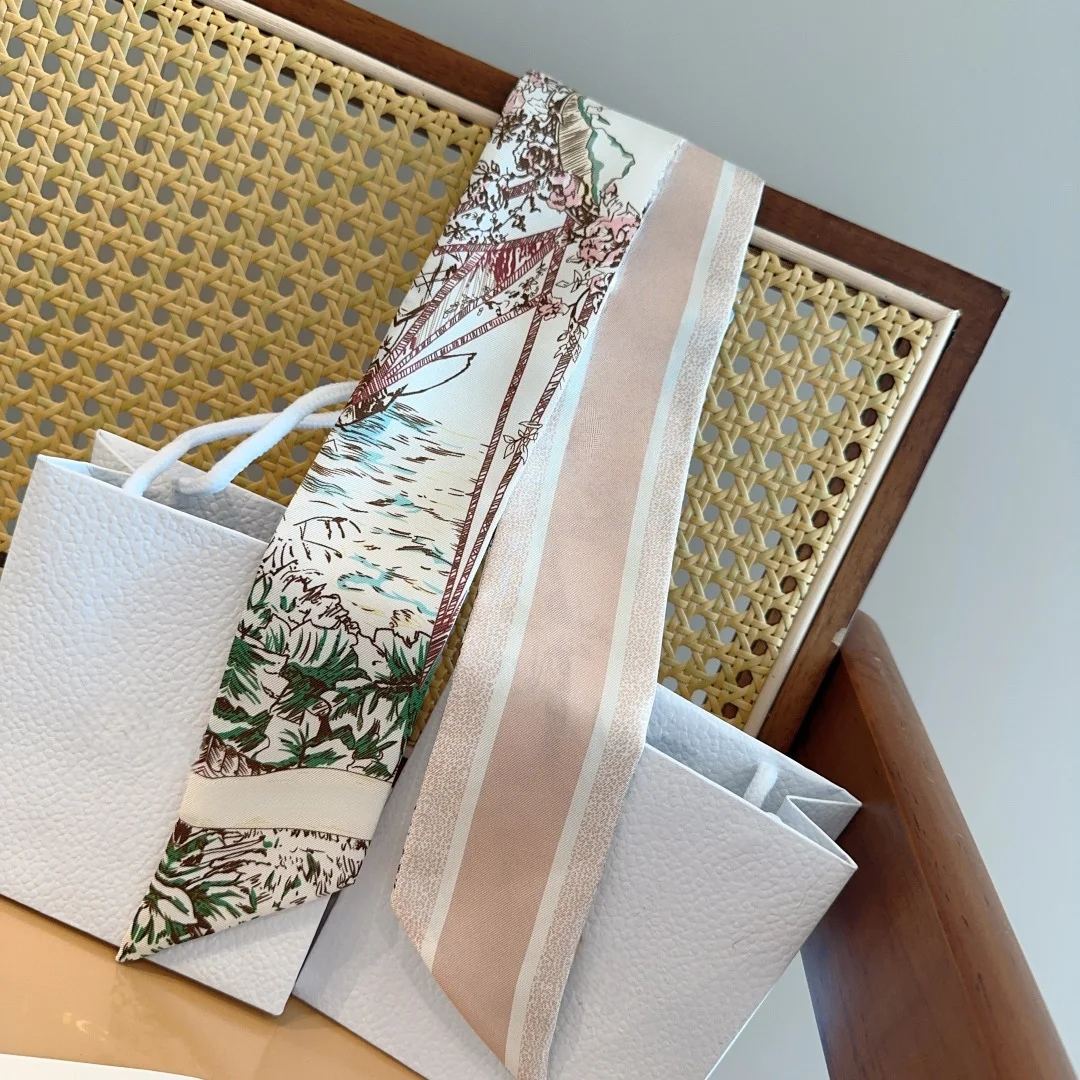 

Luxury Brand High-quality Silk Scarf Made From Premium Silk It Can Be Used As A Headscarf Wristband or Bag Strap 6*100cm