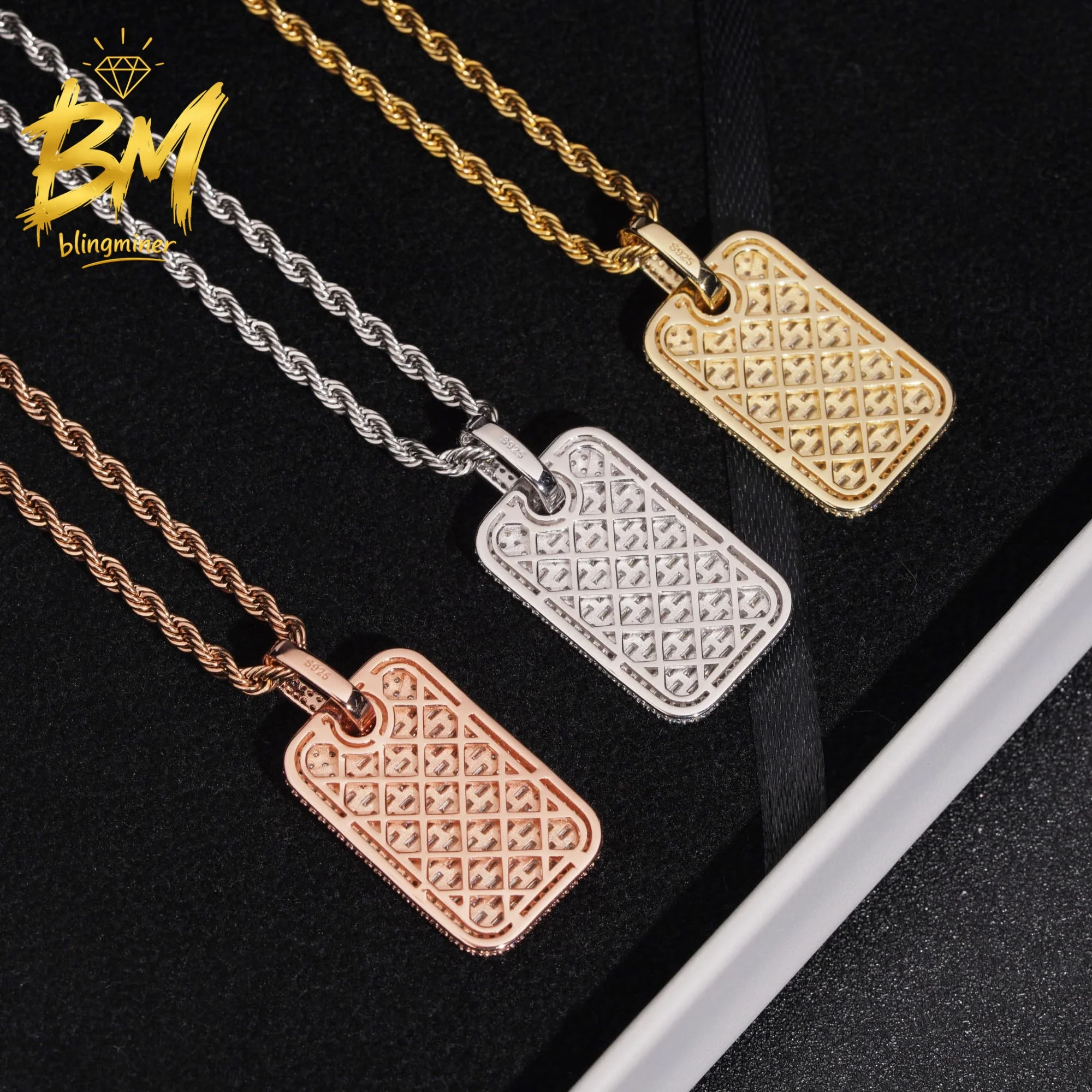 Blingminer High Quality Iced Out S925 Silver VVS Moissanite Pendant For Men Women Pendants Jewelry Pass Diamonds Tester GRA
