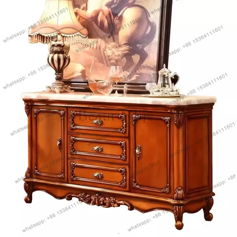 

Meal side solid wood household storage cabinet light luxury against the wall modern simple marble cabinet