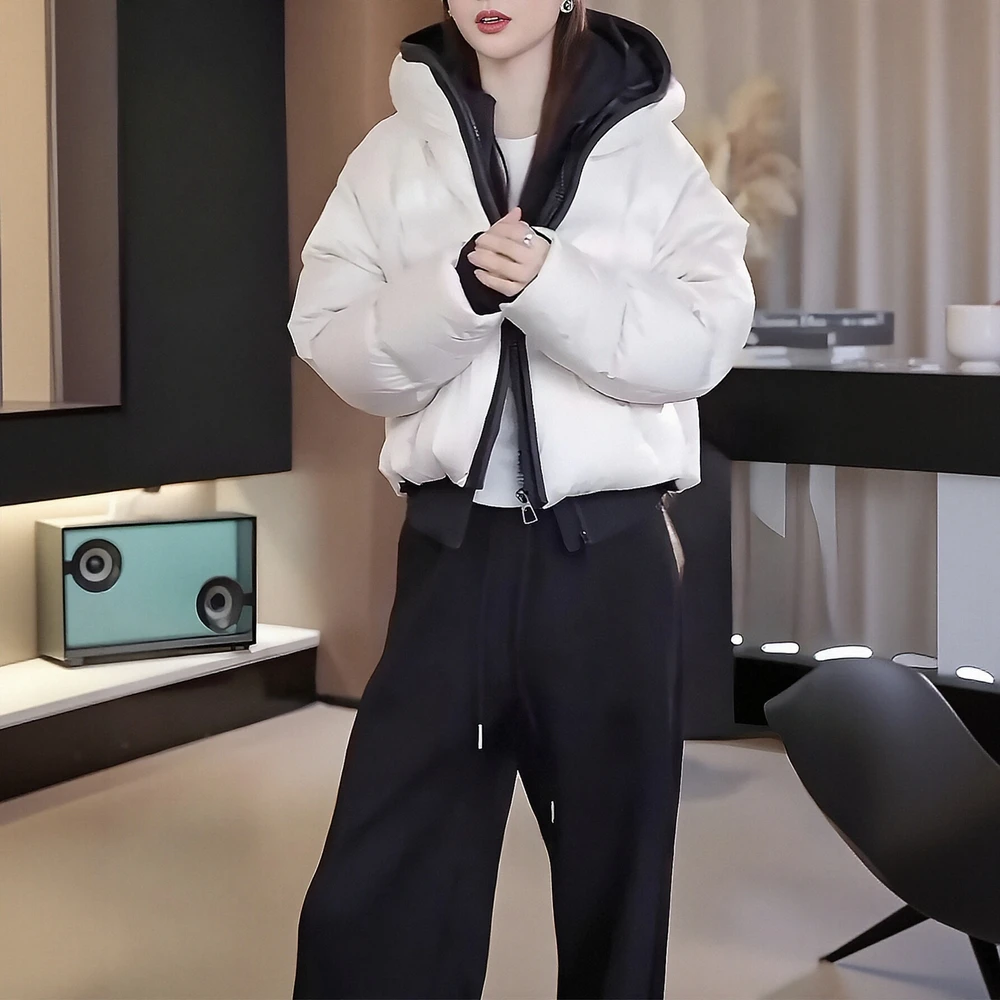 

Cotton-Padded Jacket Long Sleeve Autumn Winter Clothes Straight Sleeve Casual Style Women's Top Fashionable and Comfortable