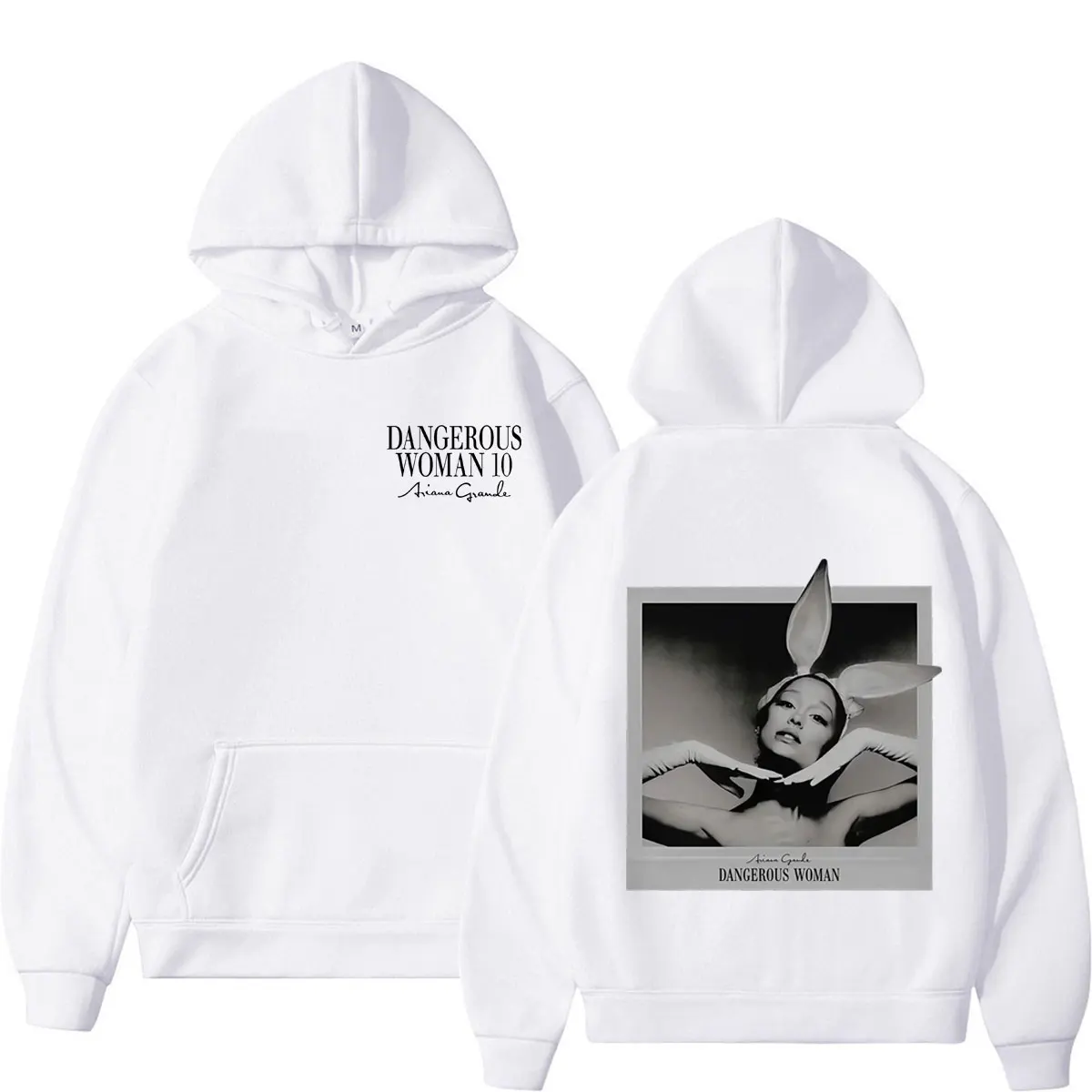 Men Women Navy Ariana Grande Hoodie Dangerous Woman Portrait Graphic Sweatshirt Pop Music Fan Merch Casual Hooded Pullover