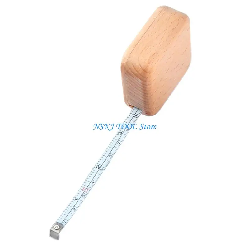 L8RC Easy to Read Scale on 2m Wooden Case Tape Measure for Contractors Hobbyists
