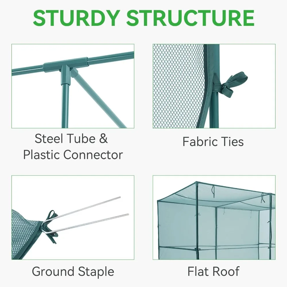 Imagem -04 - Tenda de Proteção Vegetal Portas com Zíper 12 Grampos Terrestres Armação de Aço Gaiola de Colheita Jardim