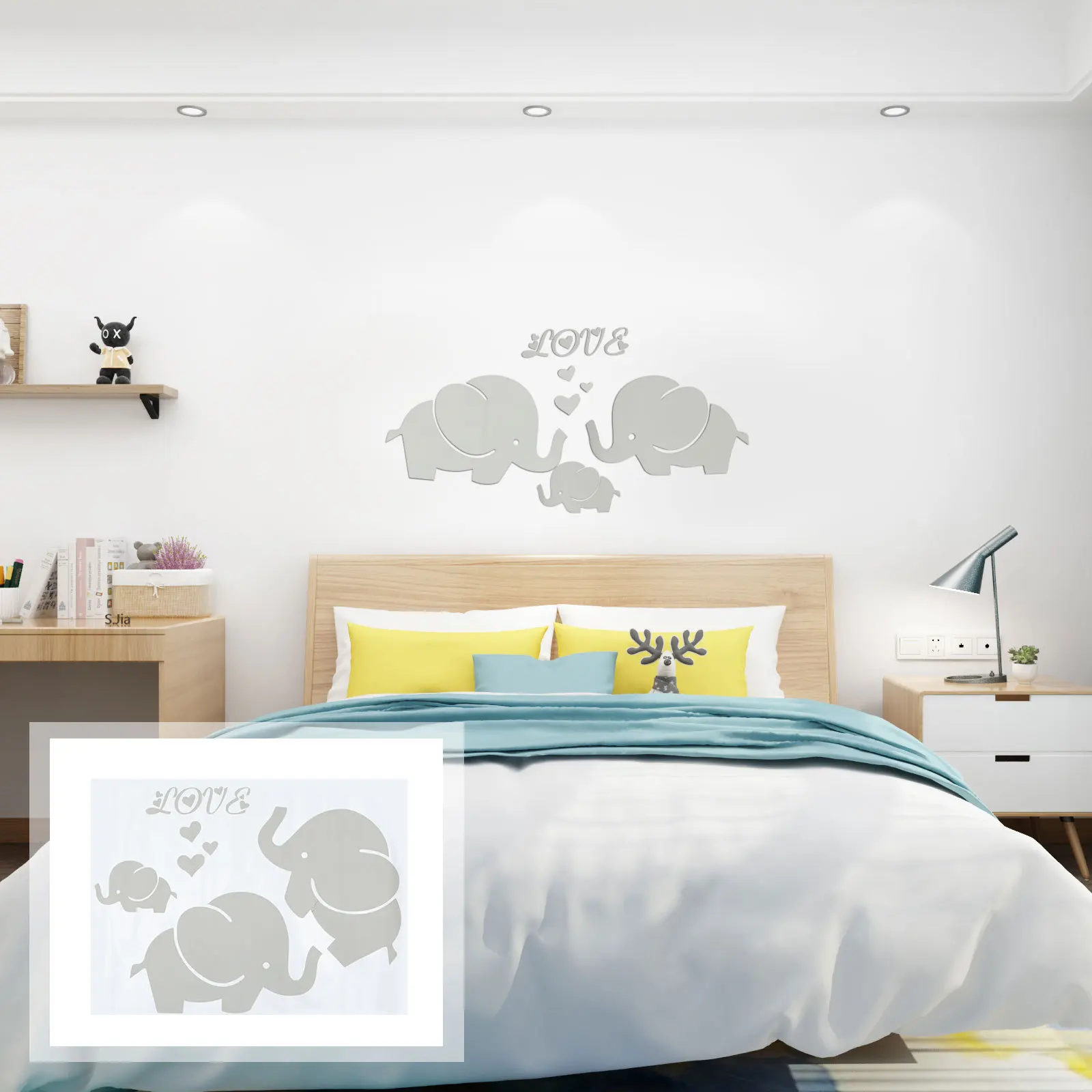 

Love Elephant Wall Sticker Pvc Self-Adhesive Cartoon Decal For Room Living Room Bedroom Office Decor Wall Art