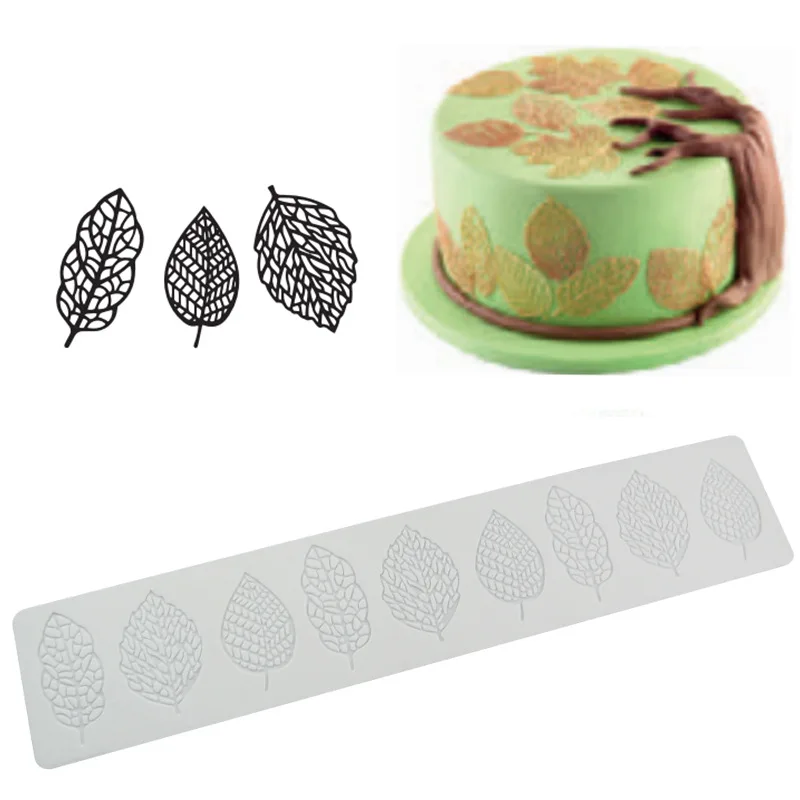 Aomily 9 Shaped Leaves Cake Silicone Beautiful Lace Fondant Mold Mousse Sugar Craft Icing Mat Pad Pastry Cake Decorating Tools