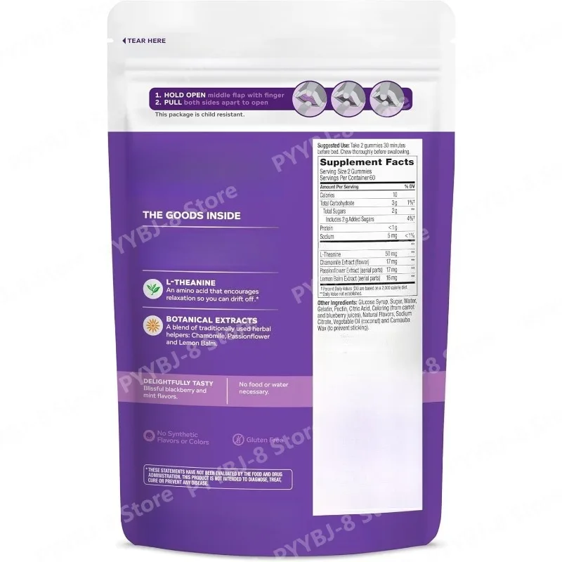 Sleep Gummies Contain L-Theanine & Botanicals Helps To Calm The Mind Promote Healthy Sleep Cycle Blackberry Flavor 60 Count