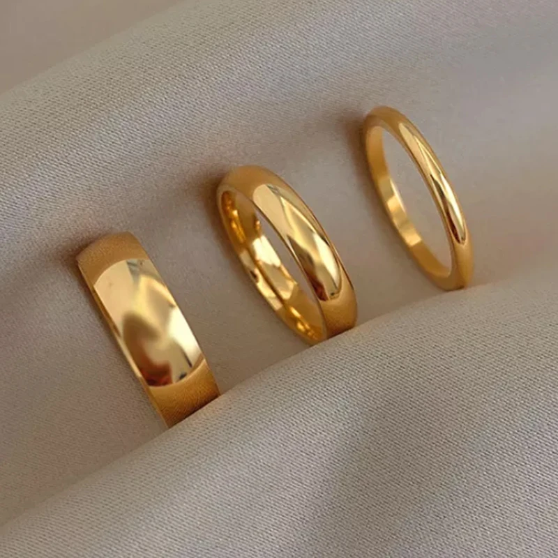 Tarnish Free 2mm 4mm 6mm Stainless Steel Gold Color Knuckle Rings For Lady Minimalist Gold Rings For Women Jewelry Wholesale