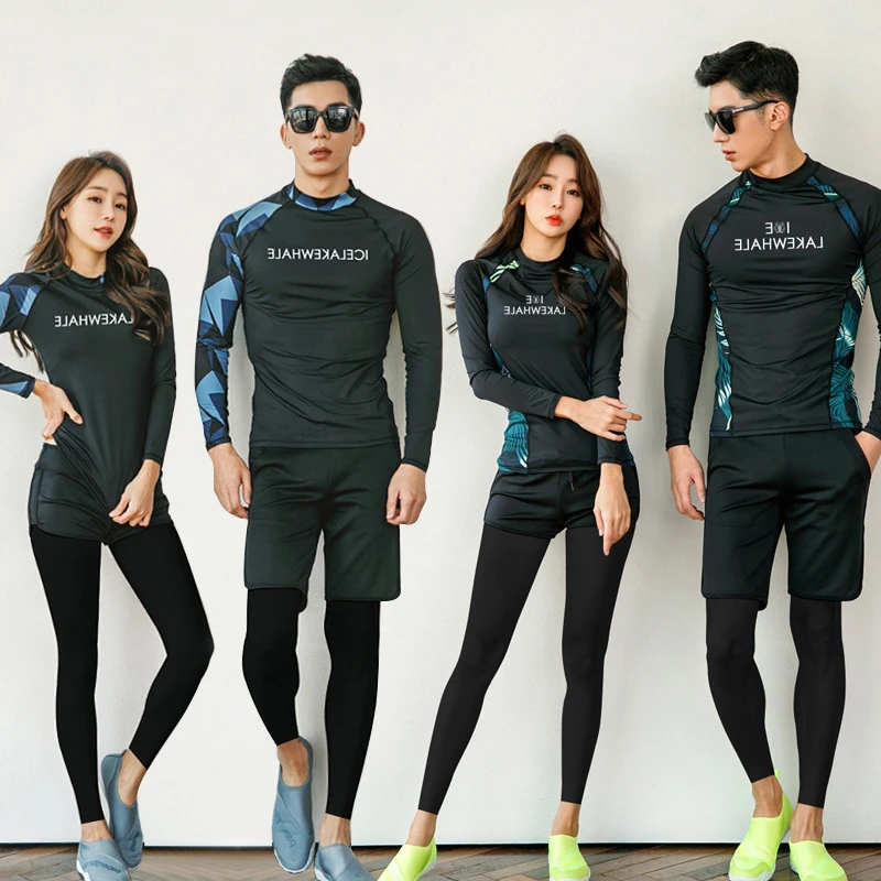 Split Diving Couple Suits Women Long Sleeved Swimsuit Zipper Sunscreen Men Surfing Trousers Sexy Fashion Ladies Swimwear Sets