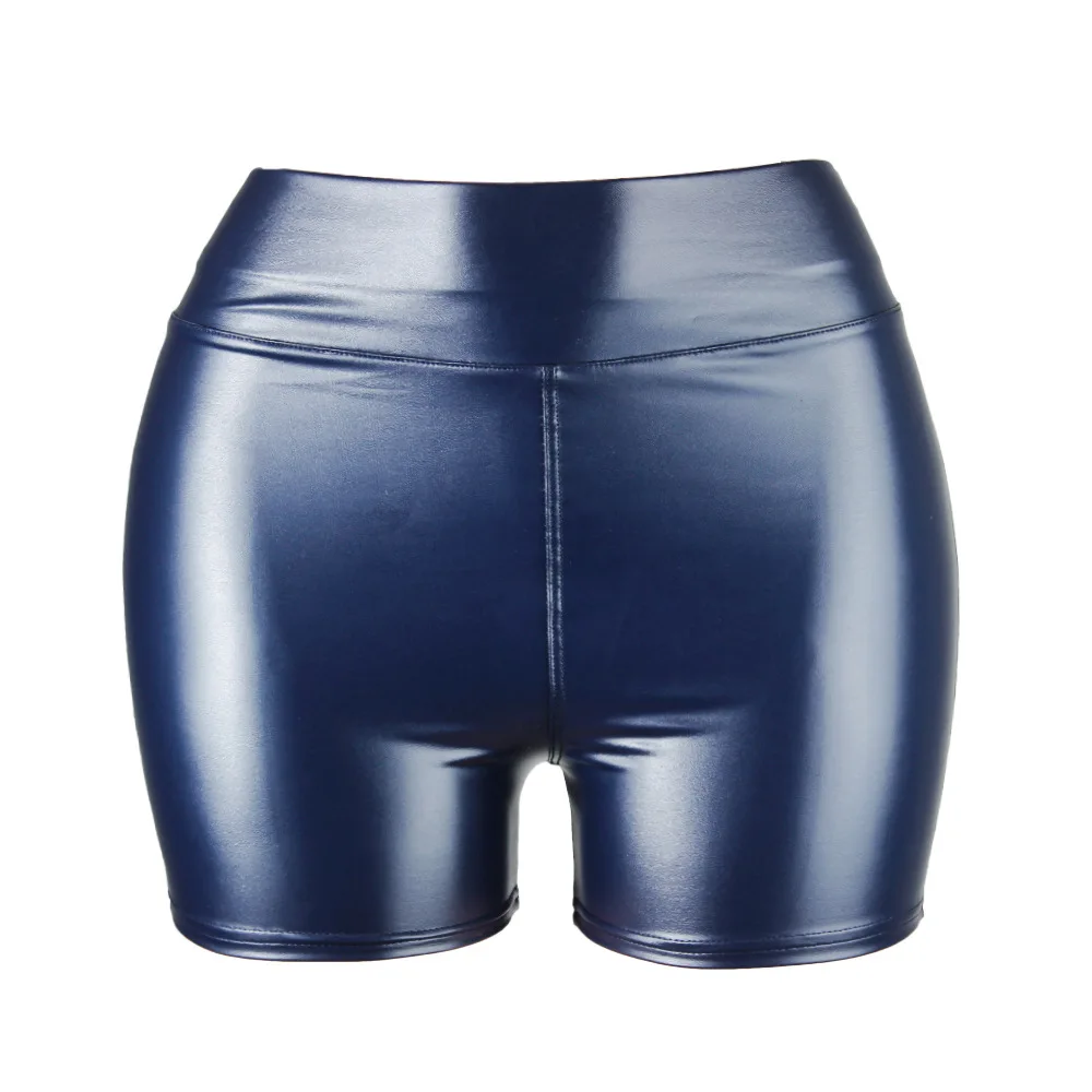 حجم كبير 5XL عالية الخصر السراويل الجلدية النساء Bodycon رفع قصيرة ركض اللياقة البدنية مثير سليم ملهى ليلي السراويل الرياضية